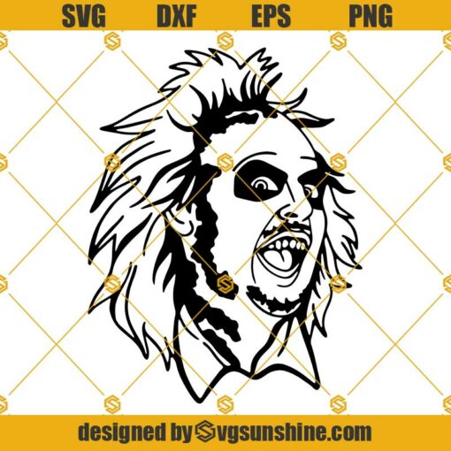 Beetlejuice Face SVG, Beetlejuice SVG, Beetlejuice Silhouette, Beetlejuice Clipart Layered SVG, Horror Movie SVG