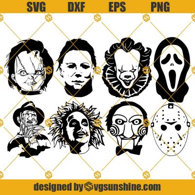 Horror Movie Characters SVG Bundle, Freddy Svg, Scream Svg, Pennywise ...