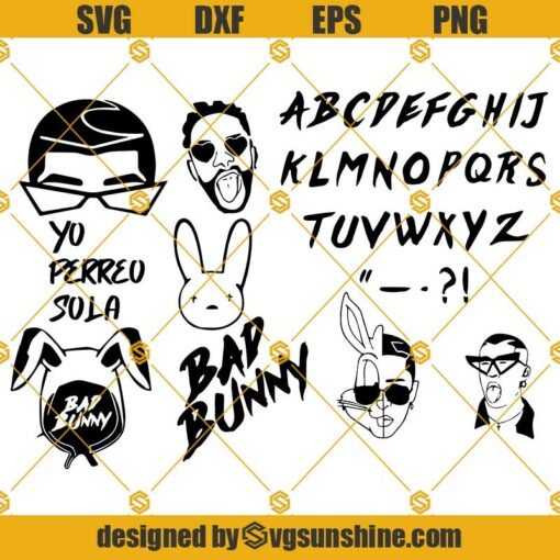 Bad Bunny SVG Bundle, Yo Perreo Sola SVG, El Conejo Malo SVG Bad Bunny Font SVG