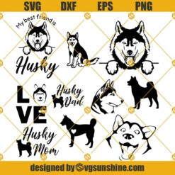 Husky SVG Silhouettes, Siberian Husky SVG For Cricut, Dog Clipart