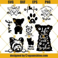 Yorkie and Morkie SVG Bundle, Yorkie and Morkie Dog SVG PNG DXF EPS Cut Files Vector Clipart Cricut Silhouette