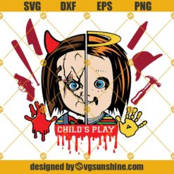 Chucky Childs Play SVG, Angel and Demon Chucky Face SVG, Chucky SVG