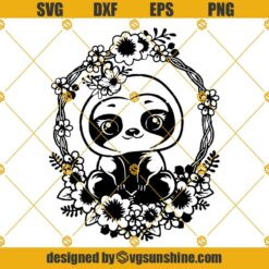 Cute Floral Sloth SVG, Sloth SVG, Flora Animal SVG, Cute Sloth SVG, Baby Sloth SVG, Sloth Clipart