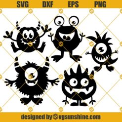 Monsters Baby Files SVG, Monster Face SVG, Monsters Silhouette Bundle