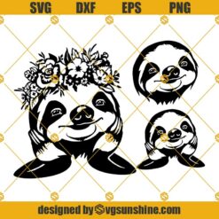 Sloth SVG Bundle, Floral Sloth SVG, Sloth SVG