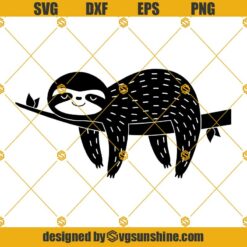 Sloth SVG, Cute Kawaii Sleepy Sloth Cut Files, Baby Animals SVG