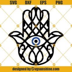 Hamsa Hand SVG, Hand Of Fatima SVG, Evil Eye SVG, Cricut Cut Files, Silhouette