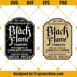 Black Flame Candle SVG, Sanderson Sisters SVG PNG DXF EPS Cut Files
