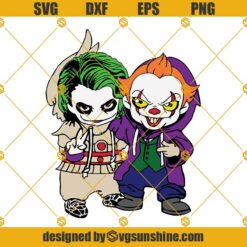 Chibi Friends Pennywise And Joker SVG, Pennywise SVG, Joker SVG, Friends Horror Halloween SVG