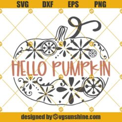 Hello Pumpkin SVG, Pumpkin SVG, Fall SVG PNG DXF EPS
