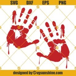 Bloody Hand Print SVG Halloween SVG PNG DXF EPS Cut Files For Cricut Silhouette Cameo