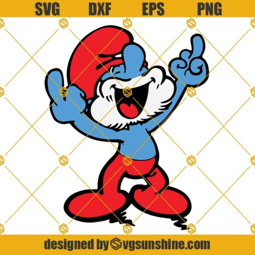 Papa Smurf Middle Finger SVG, The Smurf SVG, Smurf SVG PNG DXF EPS Cut Files For Cricut Silhouette Cameo