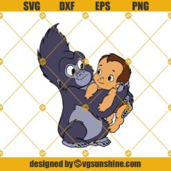 Tarzan SVG, Kala SVG, Tarzan Cartoon SVG, Baby Tarzan SVG, Tarzan cut file, Baby Gorilla Tarzan Cartoon Clipart
