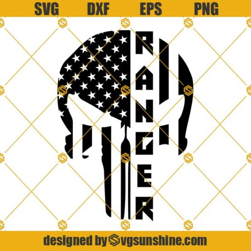 Punisher Flag Ranger Svg, Army Ranger Svg, Military SVG, American Flag Svg, Army Veteran Flag Svg