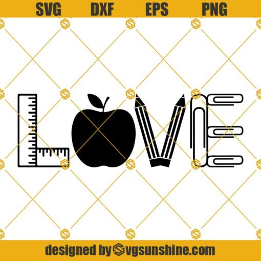 Love Teacher SVG, Love School SVG, Apple Pencil SVG Back to School SVG
