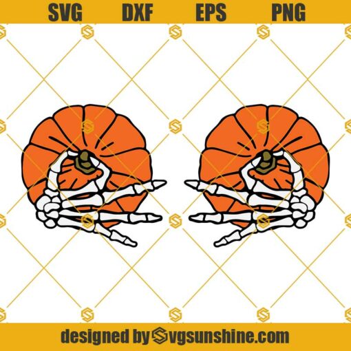 Pumpkin Skeleton Boob Hands SVG, Adult Funny Halloween SVG