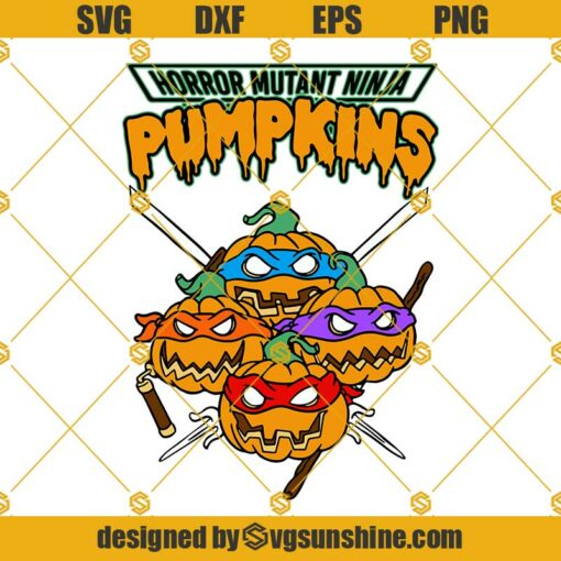 Ninja Turtles Halloween SVG, Horror Mutant Ninja Pumpkin SVG, Funny Pumpkin Halloween SVG
