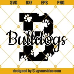 Bulldog SVG, Cheer SVG, Team Spirit SVG, Paw Print SVG PNG DXF EPS Cricut Silhouette