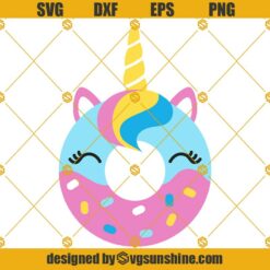 Donut Unicorn SVG, Doughnut SVG, Cricut Cut Files, Sprinkle SVG, Bakery SVG, Vector Donut SVG