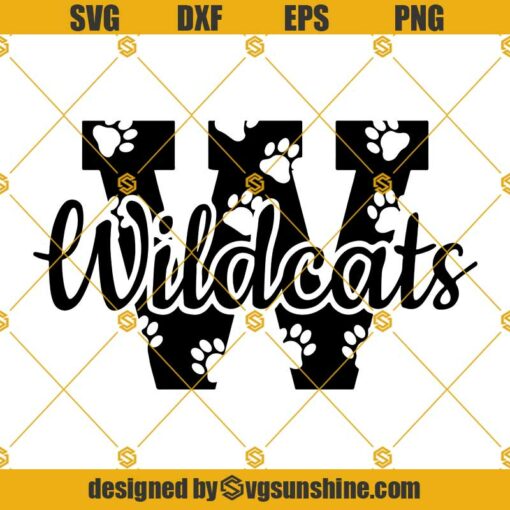 Wildcats football SVG, Paw print SVG, Cheerleader SVG, Cheer mom SVG Letter monogram SVG