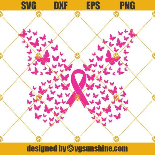 Butterfly Breast Cancer SVG, Butterfly SVG, Pink Ribbon SVG, Breast Cancer Awareness SVG