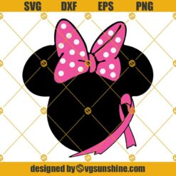 Disney Minnie Head Breast Cancer Awareness SVG, Breast Cancer SVG, Minnie Mouse Head SVG