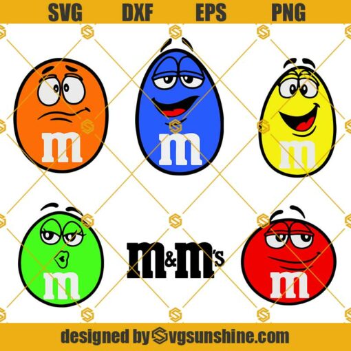 M And M Face SVG, M & Ms Faces SVG, M And M SVG, M And M’s Logo Colored Candy SVG Bundle