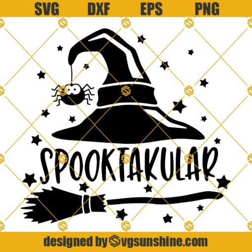 Spooktacular SVG, Witch Broom SVG, Halloween SVG, Halloween Spooktacular SVG, Witch Hat SVG