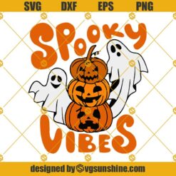 Spooky Vibes Pumpkin SVG, Jack O Lantern SVG, Pumpkin Face SVG