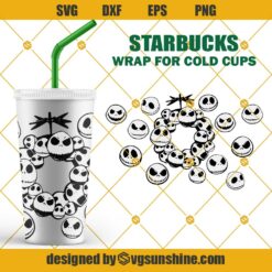 Jack Face Starbucks Cold Cup SVG, Halloween Nightmare SVG, Jack Skellington Starbucks Cup SVG