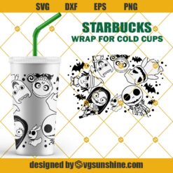 Jack Skellington Starbucks Cold Cup SVG, Full Wrap For Starbucks Venti Cold Cup SVG, Oogie Boogie SVG, Custom Starbuck, SVG Files For Cricut