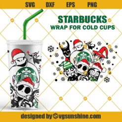 Nightmare Before Christmas Starbucks Cup SVG, Full Wrap Jack Skellington SVG For Christmas Starbucks Cold Cup SVG PNG DXF EPS