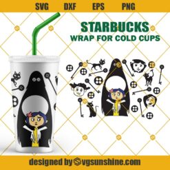 Coraline Full Wrap Starbucks Halloween Cup SVG, Halloween Starbucks Cup SVG