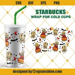 Trick Or Treat Sam Starbucks Cup SVG, Pumpkin SVG, Full Wrap For Starbucks Venti Cold Cup, Halloween Starbuck SVG