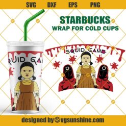Squid Game Full Wrap Starbucks Cup SVG PNG DXF EPS Cricut