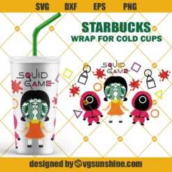 Squid Game Starbucks Cup SVG, Squid Game Movie SVG, Korean Horror Movie SVG, Full Wrap Starbucks Venti Cold Cup SVG