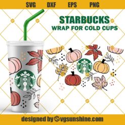 Starbuck Pumpkin SVG, For Starbucks Cold Cup, Pumpkins Starbuck Cup SVG, Fall Season Starbucks Autumn SVG