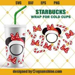 Christmas Minnie Red Bow Starbucks Cold Cup SVG, Christmas Full Wrap for Starbucks Venti Cold Cup SVG