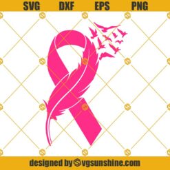 Feather Pink Ribbon SVG , Awareness Ribbon SVG,  Breast Cancer Svg