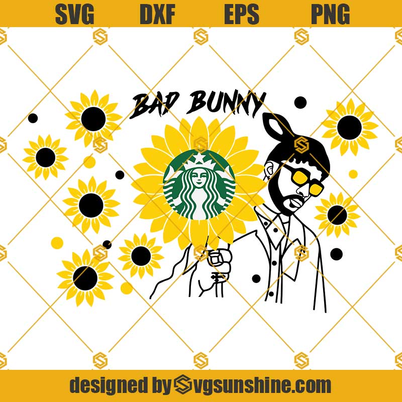 Bad Bunny And Sunflower Full Wrap SVG, Bad Bunny Full Wrap For