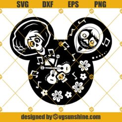 Disney Mickey Mouse Coco Inspired SVG, Mickey Ears SVG, Day Of The Dead SVG PNG DXF EPS