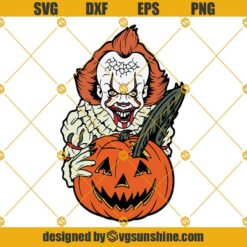 Pennywise Creepy Pumpkin Carving SVG, Pennywise SVG, Pumpkin Halloween SVG