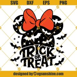 Trick Or Treat Minnie Ears SVG, Disney Halloween Minnie Ears SVG