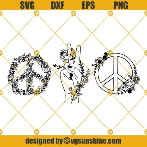 Peace Sign SVG, Hippie SVG, Wildflower SVG, Pacific Symbol SVG