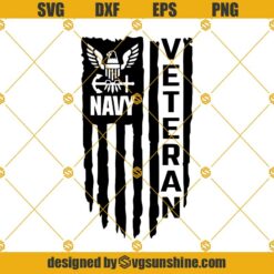 US Navy Veteran Distressed USA American Flag SVG PNG DXF EPS
