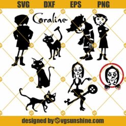 Coraline Bundle SVG, Coraline Silhouette Cut Files, Coraline PNG, Coraline Vectors