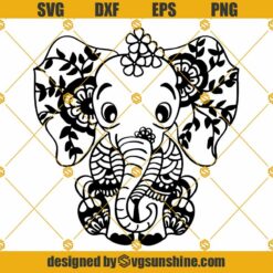 Mandala Elephant SVG, Baby Elephant SVG, Mandala Animal SVG