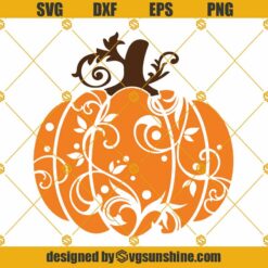 Pumpkin SVG, Swirly Pumpkin SVG, Halloween SVG, Thanksgiving SVG Fall SVG Pattern SVG PNG DXF EPS