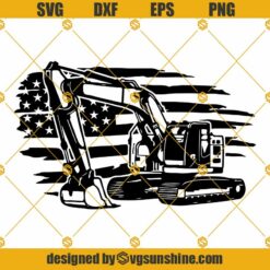 Us Excavator SVG, Excavator Clipart, Heavy Equipment SVG, Pipeliner SVG