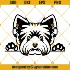 Yorkshire Terrier Yorkie Dog Peeking SVG, Peek-A-Boo Breed Happy Face Puppy Animal Pet Art SVG
